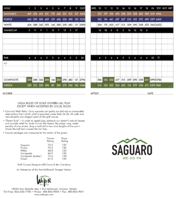 We Ko Pa Golf -Saguaro-Scorecard