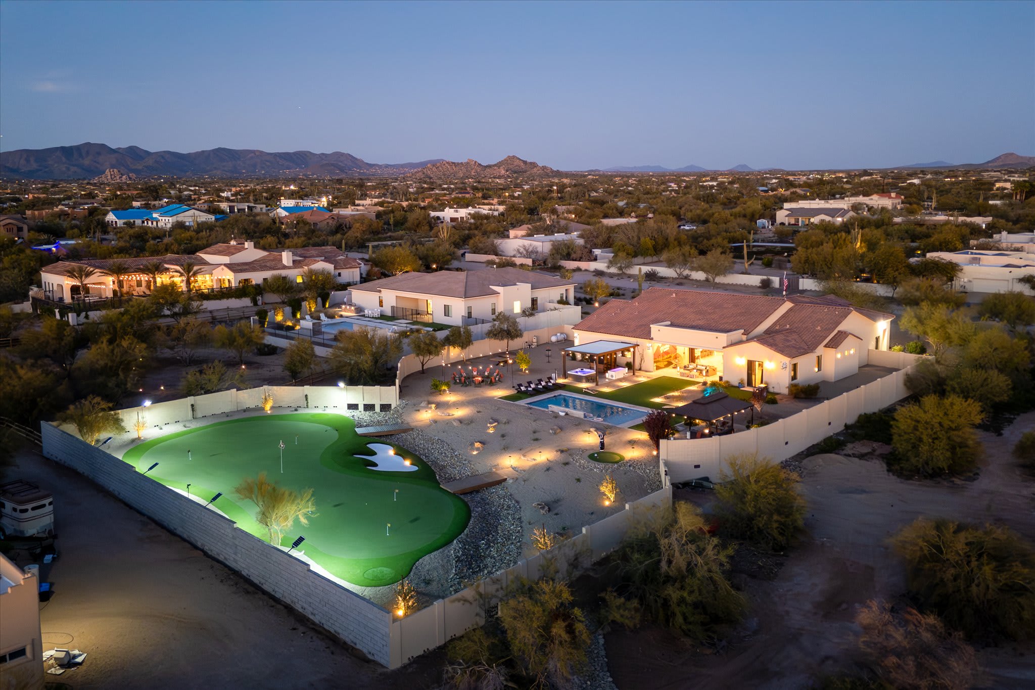 Birdie House Scottsdale private golf group rental home with putting green and pool