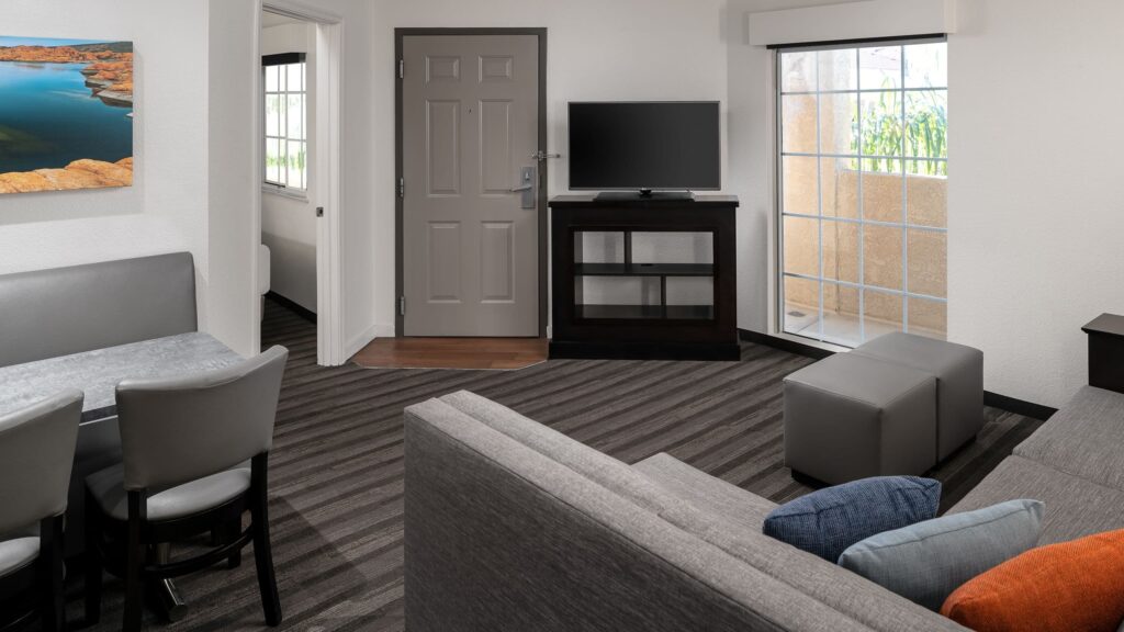 Living area of a two bedroom suite at Hyatt House Scottsdale Old Town