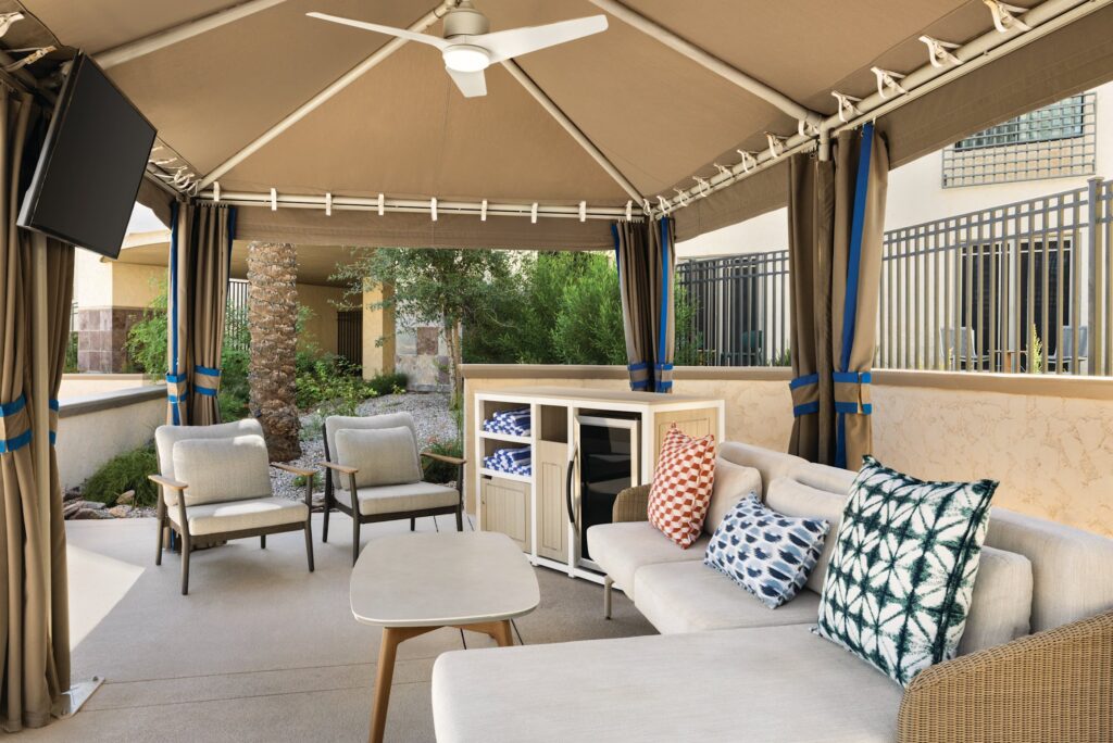 Poolside cabana at Hilton Scottsdale Resort and Villas