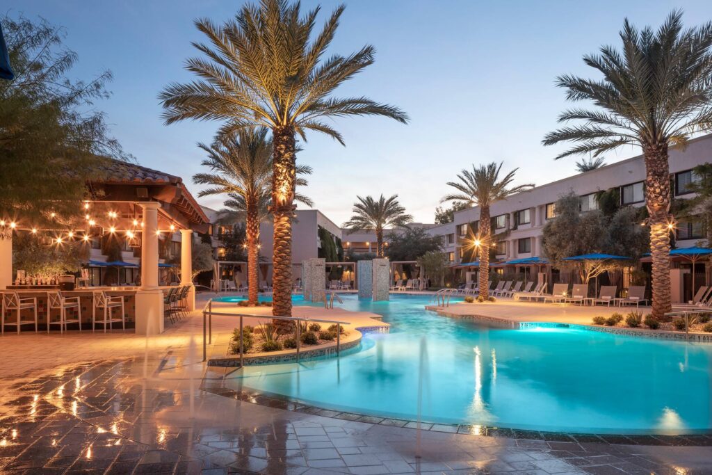 Pool and palapa pool bar at Scottsdale Resort and Spa