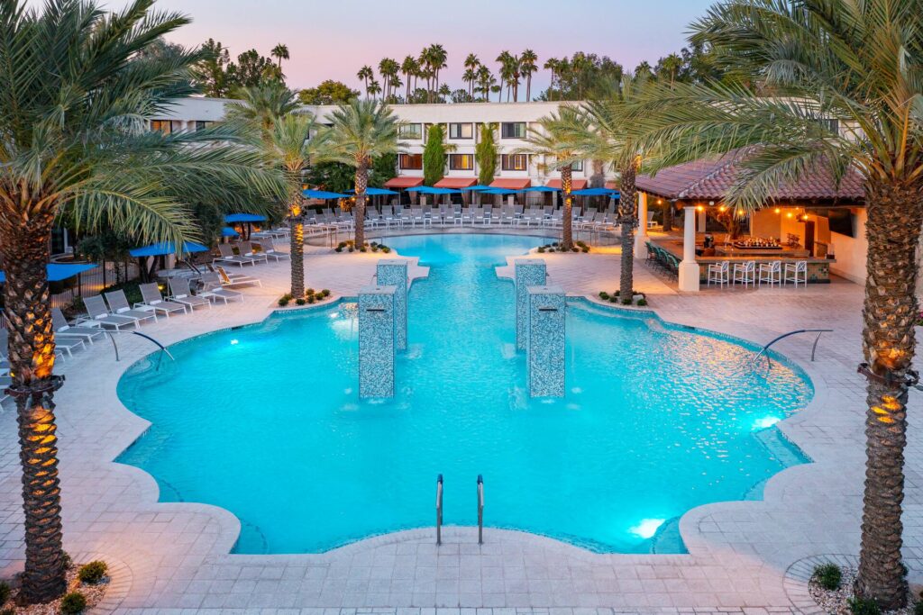 Main pool with waterfalls at Scottsdale Resort and Spa