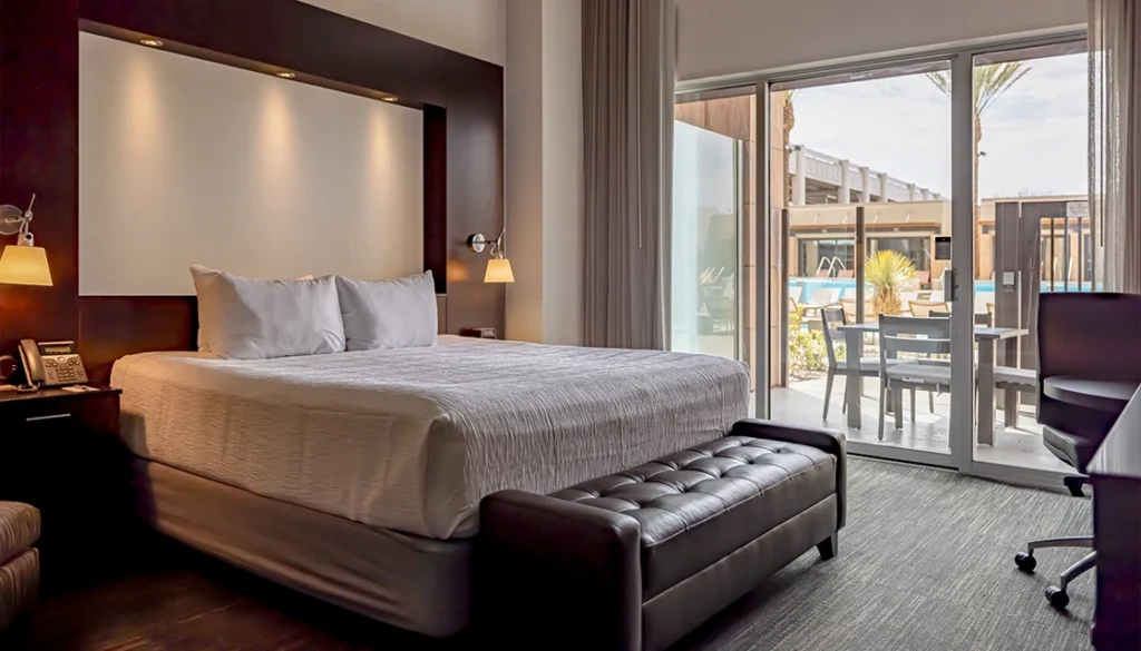 Deluxe poolside room with patio at Talking Stick Resort