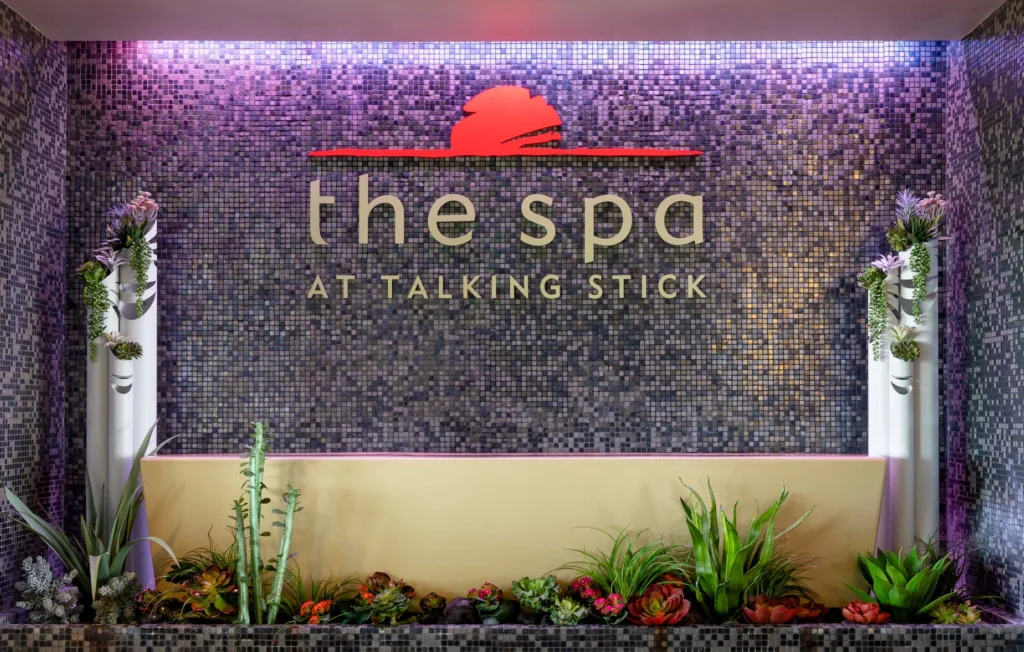 Guests relaxing on the open-air spa deck at Talking Stick Resort