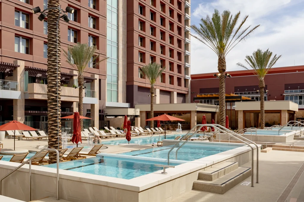 West pool with palm trees at Talking Stick Resort