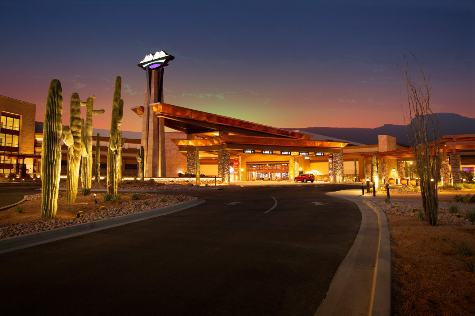 We-Ko-Pa Casino Resort exterior at night